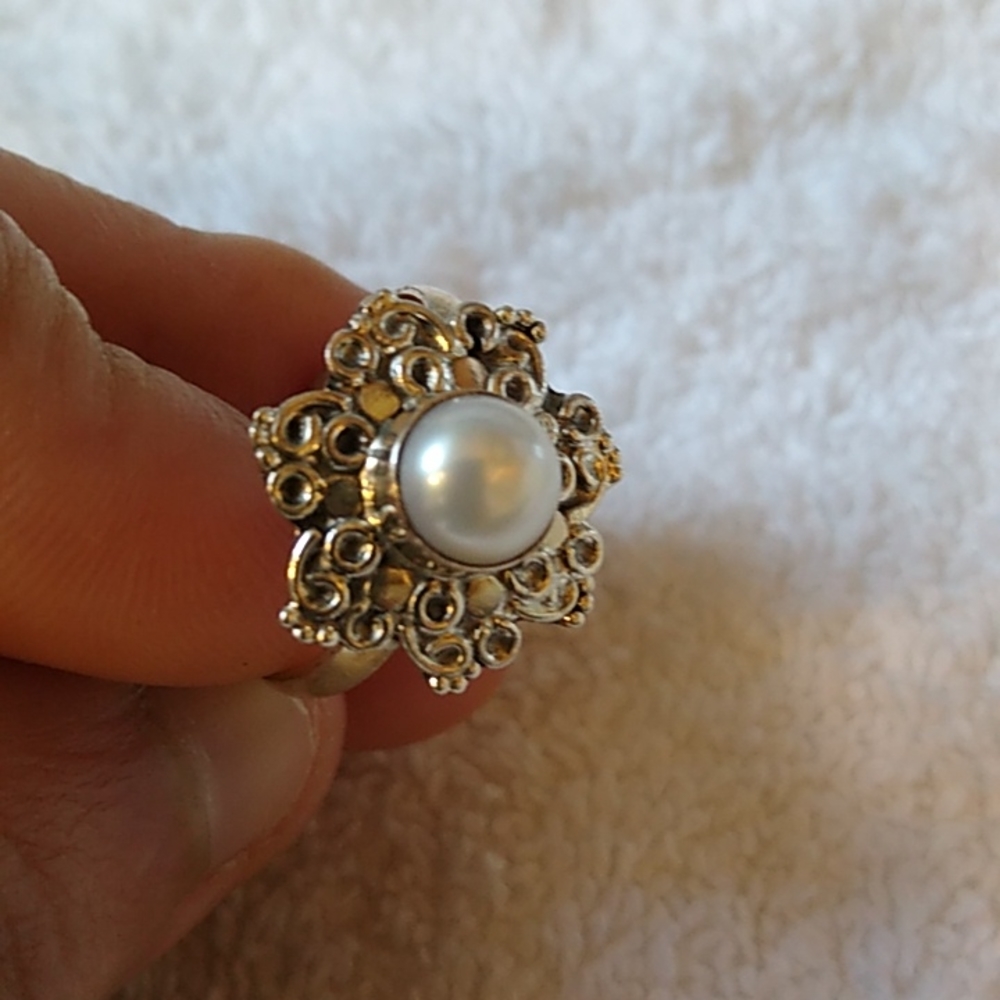 Sterling Pearl North Star Ring (8) - Picture 5 of 7